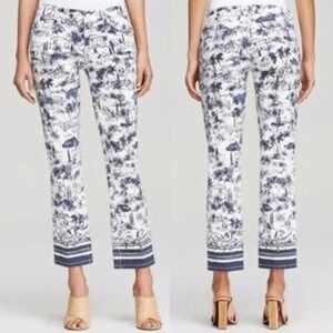 Tory Burch Cropped Coastal Print Jean in Ivory Frenesi - Size 24